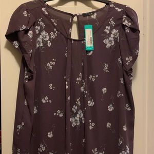 Purple tulip-sleeve blouse
